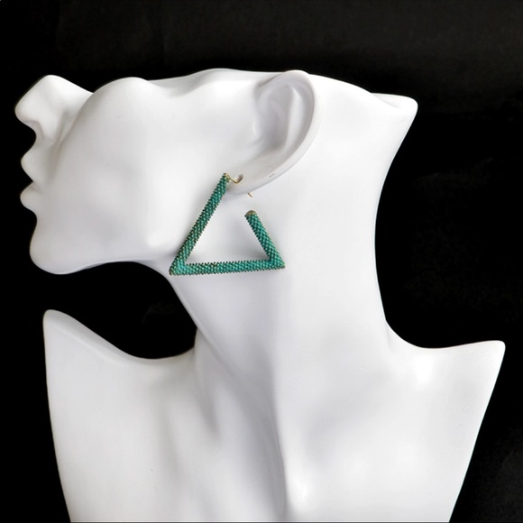 Triangle Stud Earrings Boho Bohemian - Picture 3 of 3